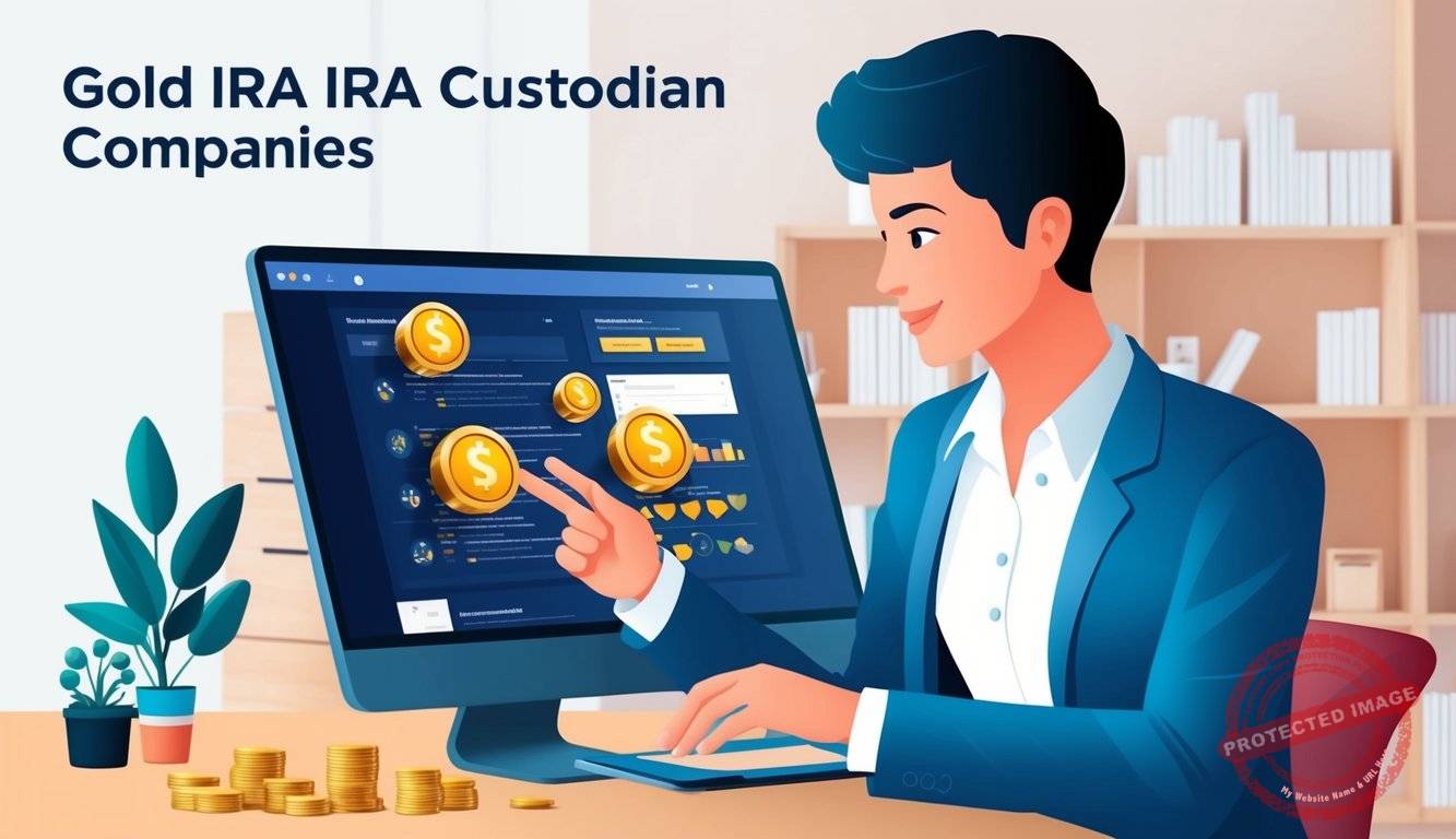 A person researching and comparing different gold IRA custodian companies online