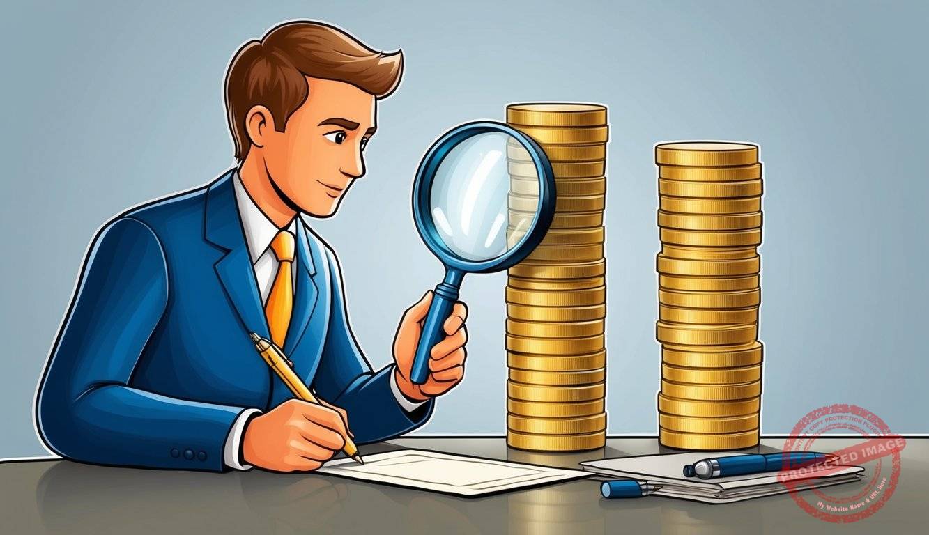 A figure carefully selecting a gold IRA custodian from a lineup of options, with a magnifying glass and pen in hand