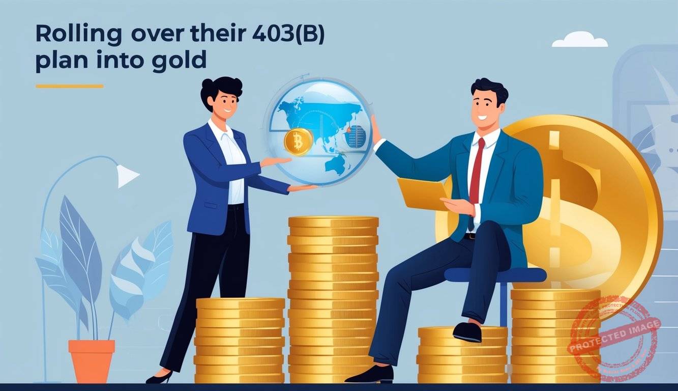 A person rolling over their 403(b) plan into gold, with a financial advisor overseeing the process