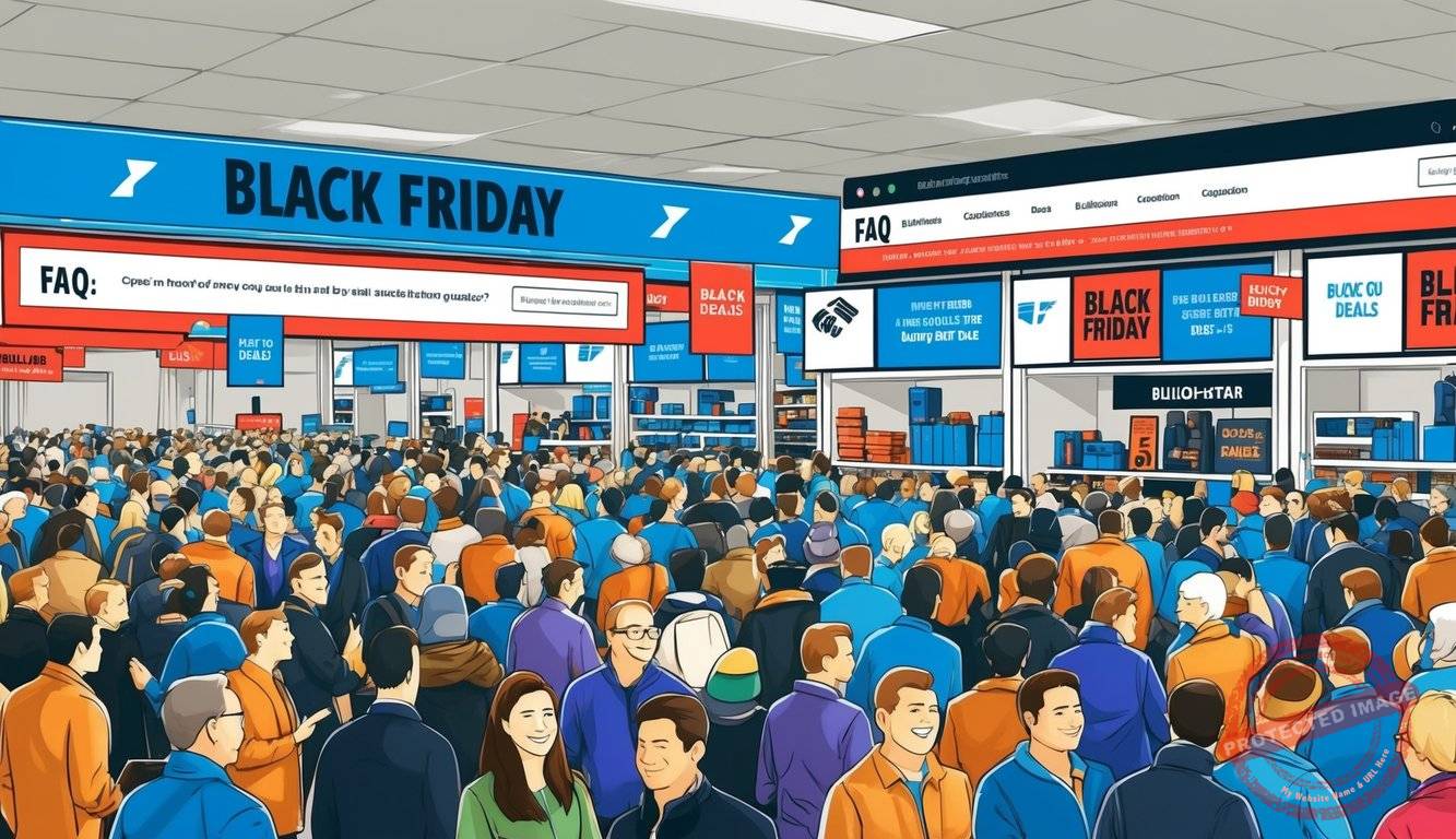 A crowded online store with "Black Friday" banners and a FAQ section with questions about BullionStar's deals